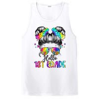 Hello 1st Grade Messy Hair Bun Back To School First Day PosiCharge Competitor Tank