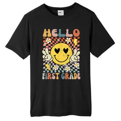 Hello 1st Grade Back To School First Grade Teacher Tall Fusion ChromaSoft Performance T-Shirt