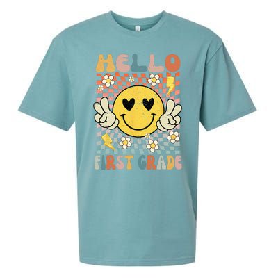 Hello 1st Grade Back To School First Grade Teacher Sueded Cloud Jersey T-Shirt