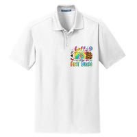 Hello 1st Grade Leopard Pencil Tie Dye Funny Back To School Dry Zone Grid Polo