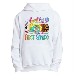 Hello 1st Grade Leopard Pencil Tie Dye Funny Back To School Urban Pullover Hoodie