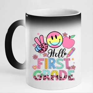 Hello 1st Grade Boy Girl Teacher Back To School 1st Grade 11oz Black Color Changing Mug