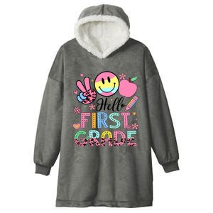 Hello 1st Grade Boy Girl Teacher Back To School 1st Grade Hooded Wearable Blanket