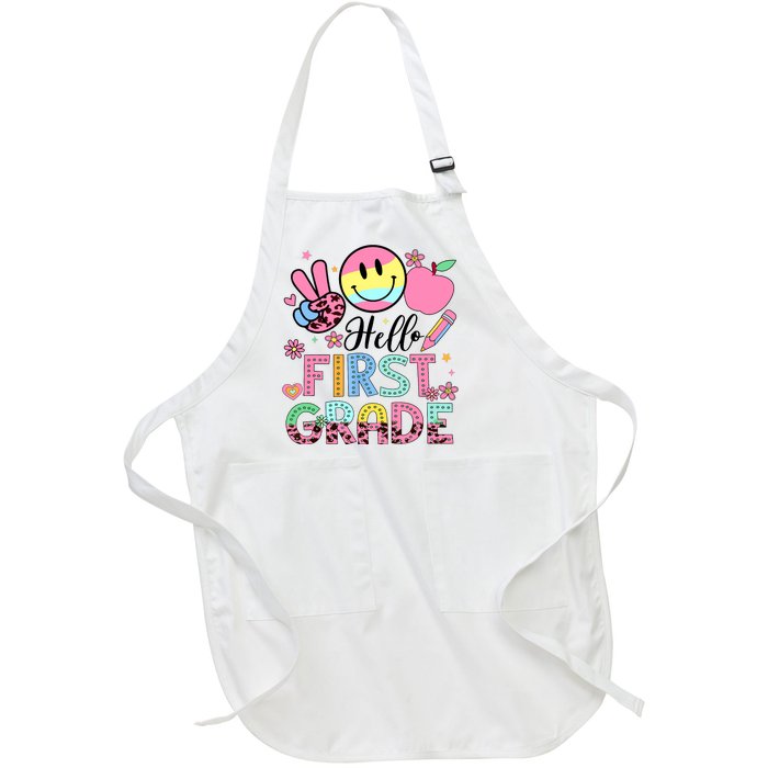 Hello 1st Grade Boy Girl Teacher Back To School 1st Grade Full-Length Apron With Pockets