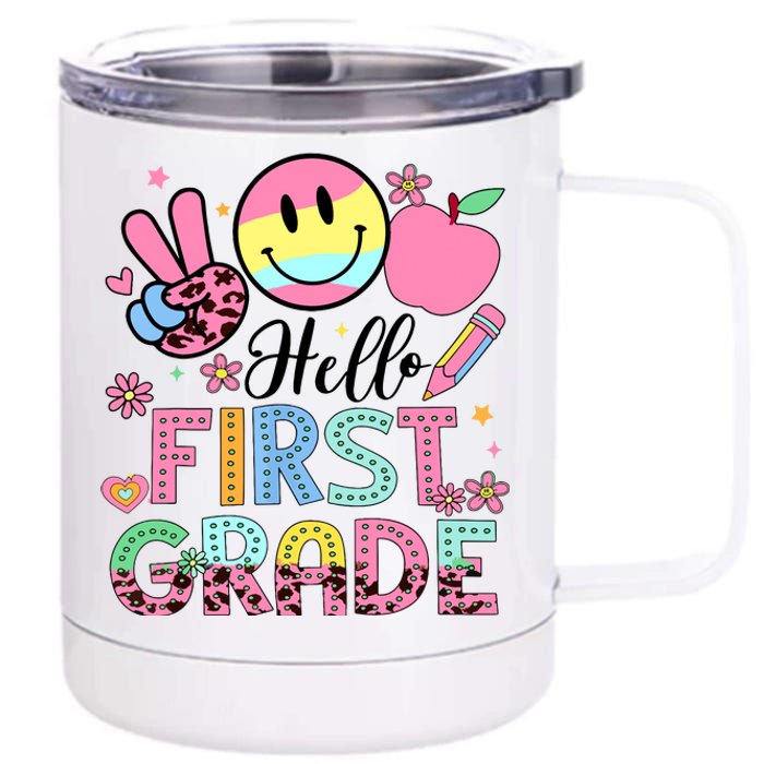 Hello 1st Grade Boy Girl Teacher Back To School 1st Grade 12 oz Stainless Steel Tumbler Cup