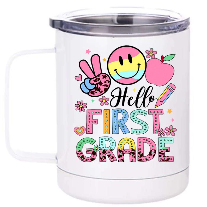 Hello 1st Grade Boy Girl Teacher Back To School 1st Grade 12 oz Stainless Steel Tumbler Cup