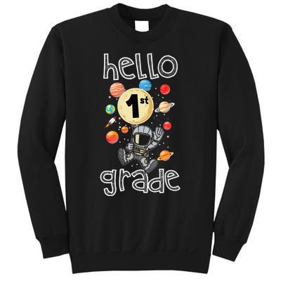 Hello 1st Grade Back To School Space Theme First Grade Sweatshirt