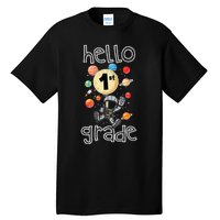 Hello 1st Grade Back To School Space Theme First Grade Tall T-Shirt