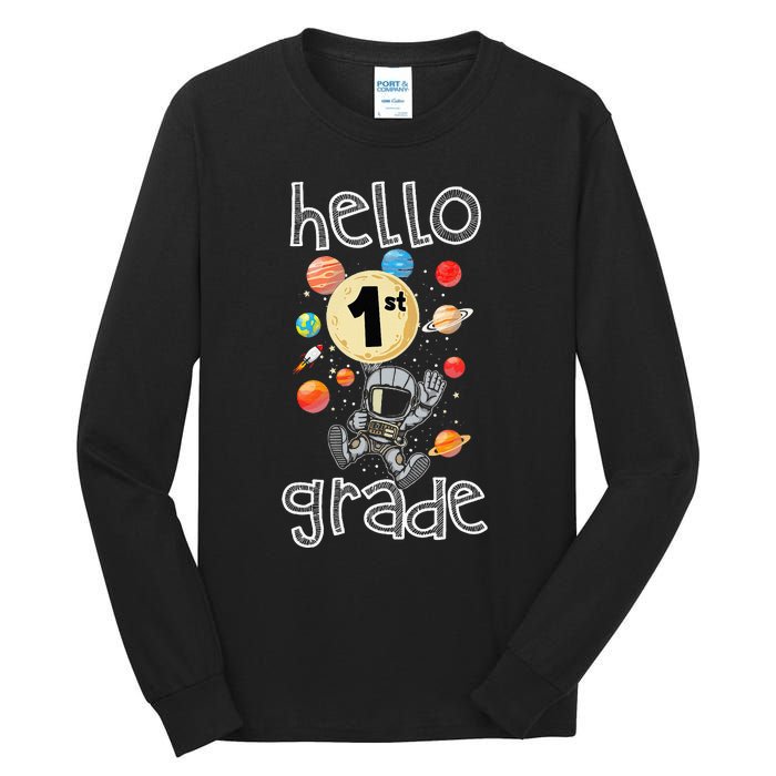 Hello 1st Grade Back To School Space Theme First Grade Tall Long Sleeve T-Shirt