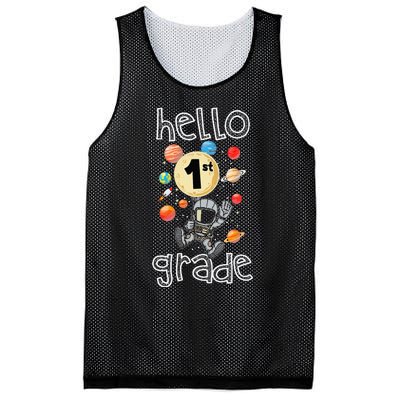 Hello 1st Grade Back To School Space Theme First Grade Mesh Reversible Basketball Jersey Tank