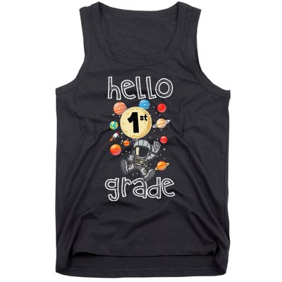 Hello 1st Grade Back To School Space Theme First Grade Tank Top