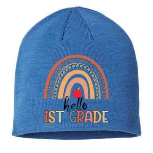 Hello 1St Grade Teacher Rainbow Team First Grade Teacher Gift Sustainable Beanie