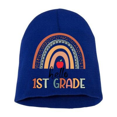 Hello 1St Grade Teacher Rainbow Team First Grade Teacher Gift Short Acrylic Beanie