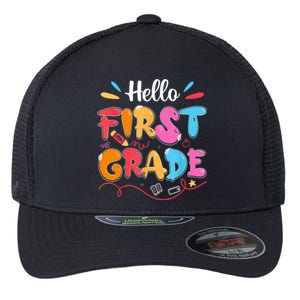 Hello 1st Grade Back To School First Grade Teachers Students Flexfit Unipanel Trucker Cap