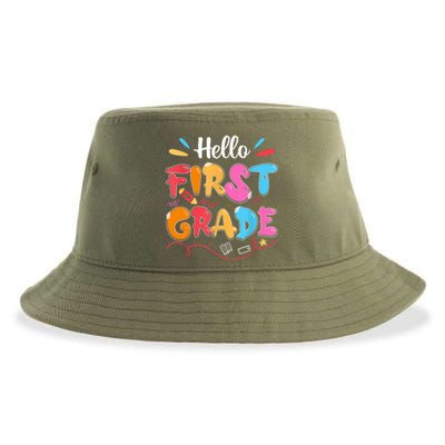 Hello 1st Grade Back To School First Grade Teachers Students Sustainable Bucket Hat