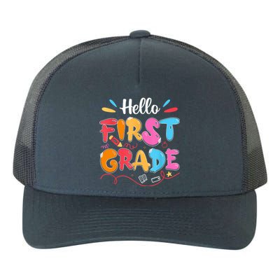 Hello 1st Grade Back To School First Grade Teachers Students Yupoong Adult 5-Panel Trucker Hat