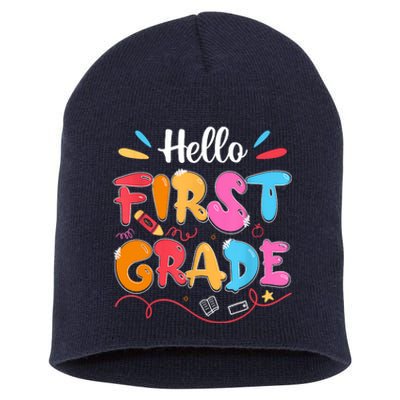 Hello 1st Grade Back To School First Grade Teachers Students Short Acrylic Beanie