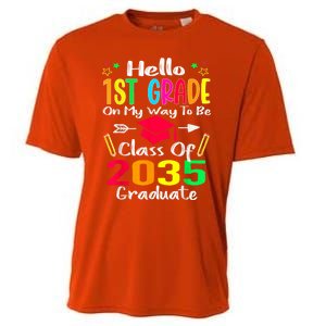 Hello 1st Grade Back To School Class Of 2035 Grow With Me Cooling Performance Crew T-Shirt