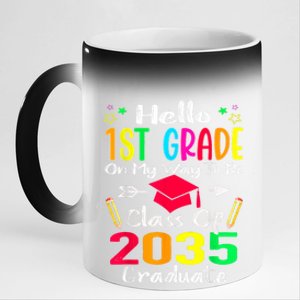 Hello 1st Grade Back To School Class Of 2035 Grow With Me 11oz Black Color Changing Mug