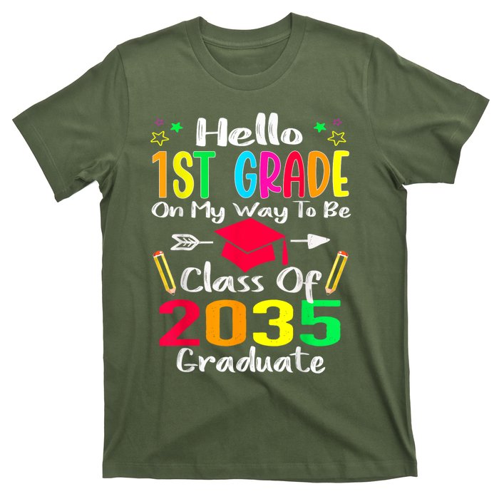 Hello 1st Grade Back To School Class Of 2035 Grow With Me T-Shirt