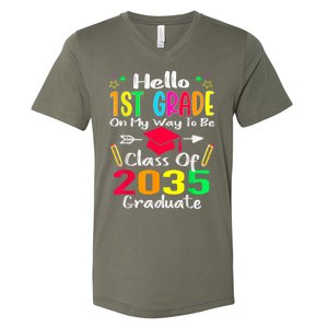 Hello 1st Grade Back To School Class Of 2035 Grow With Me V-Neck T-Shirt