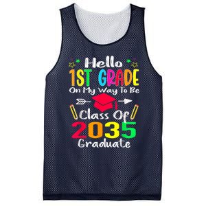 Hello 1st Grade Back To School Class Of 2035 Grow With Me Mesh Reversible Basketball Jersey Tank