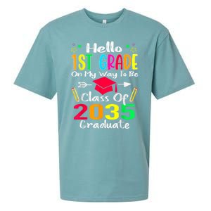 Hello 1st Grade Back To School Class Of 2035 Grow With Me Sueded Cloud Jersey T-Shirt