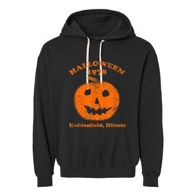 Halloween 1978 Holiday SpookyMyers Pumpkin Haddonfield Garment-Dyed Fleece Hoodie