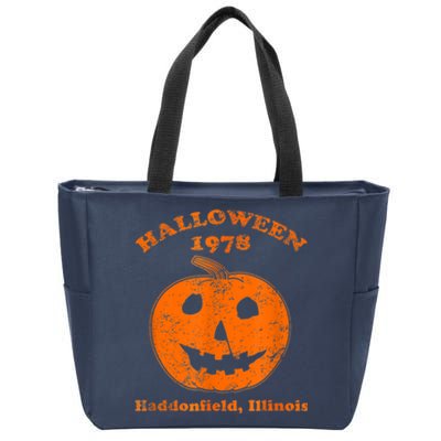 Halloween 1978 Holiday SpookyMyers Pumpkin Haddonfield Zip Tote Bag