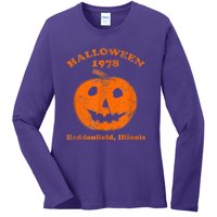 Halloween 1978 Holiday SpookyMyers Pumpkin Haddonfield Ladies Long Sleeve Shirt