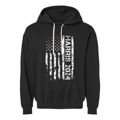 Harris 2024 American Flag Vintage Election President 2024 Garment-Dyed Fleece Hoodie