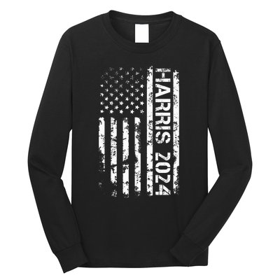 Harris 2024 American Flag Vintage Election President 2024 Long Sleeve Shirt