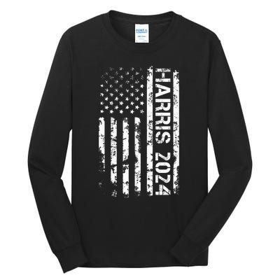 Harris 2024 American Flag Vintage Election President 2024 Tall Long Sleeve T-Shirt