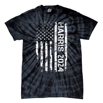 Harris 2024 American Flag Vintage Election President 2024 Tie-Dye T-Shirt