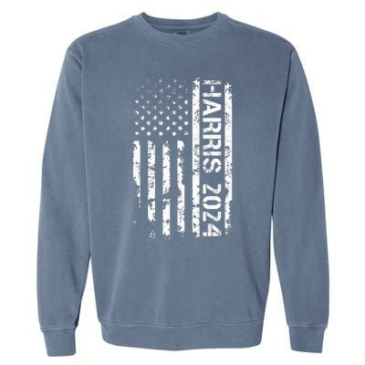 Harris 2024 American Flag Vintage Election President 2024 Garment-Dyed Sweatshirt