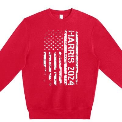 Harris 2024 American Flag Vintage Election President 2024 Premium Crewneck Sweatshirt