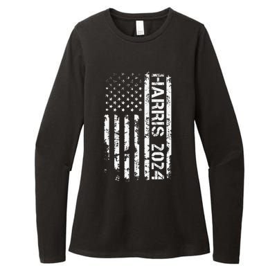 Harris 2024 American Flag Vintage Election President 2024 Womens CVC Long Sleeve Shirt