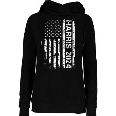 Harris 2024 American Flag Vintage Election President 2024 Womens Funnel Neck Pullover Hood