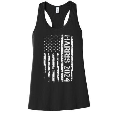 Harris 2024 American Flag Vintage Election President 2024 Women's Racerback Tank