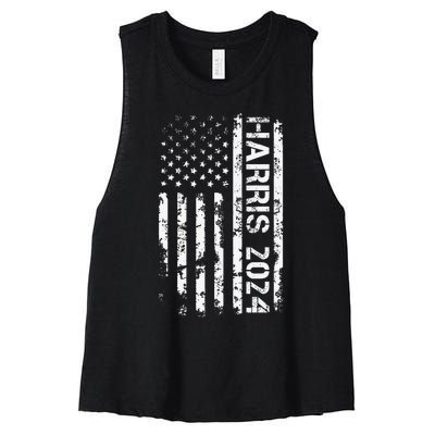 Harris 2024 American Flag Vintage Election President 2024 Women's Racerback Cropped Tank