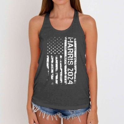 Harris 2024 American Flag Vintage Election President 2024 Women's Knotted Racerback Tank