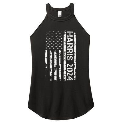 Harris 2024 American Flag Vintage Election President 2024 Women's Perfect Tri Rocker Tank