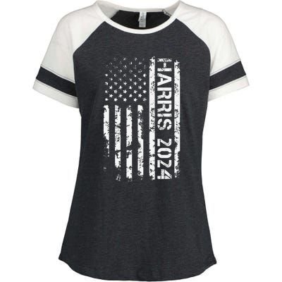 Harris 2024 American Flag Vintage Election President 2024 Enza Ladies Jersey Colorblock Tee