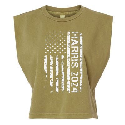 Harris 2024 American Flag Vintage Election President 2024 Garment-Dyed Women's Muscle Tee