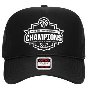 Houston 2024 Big 12 Basketball Conference Champs High Crown Mesh Back Trucker Hat