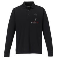 Harris 24 Childless Cat Ladies For Kamala Performance Long Sleeve Polo