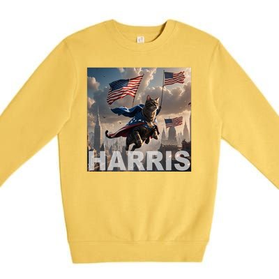 Harris 2024 Childless Cat Funny Usa Election Premium Crewneck Sweatshirt