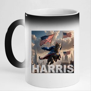 Harris 2024 Childless Cat Funny Usa Election 11oz Black Color Changing Mug