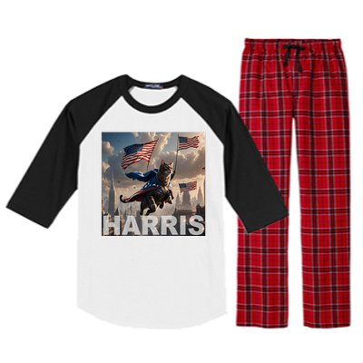 Harris 2024 Childless Cat Funny Usa Election Raglan Sleeve Pajama Set