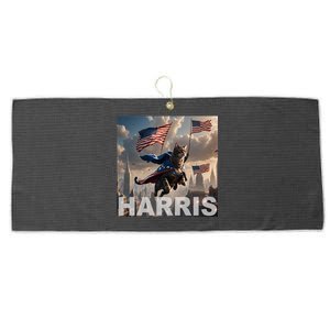 Harris 2024 Childless Cat Funny Usa Election Large Microfiber Waffle Golf Towel